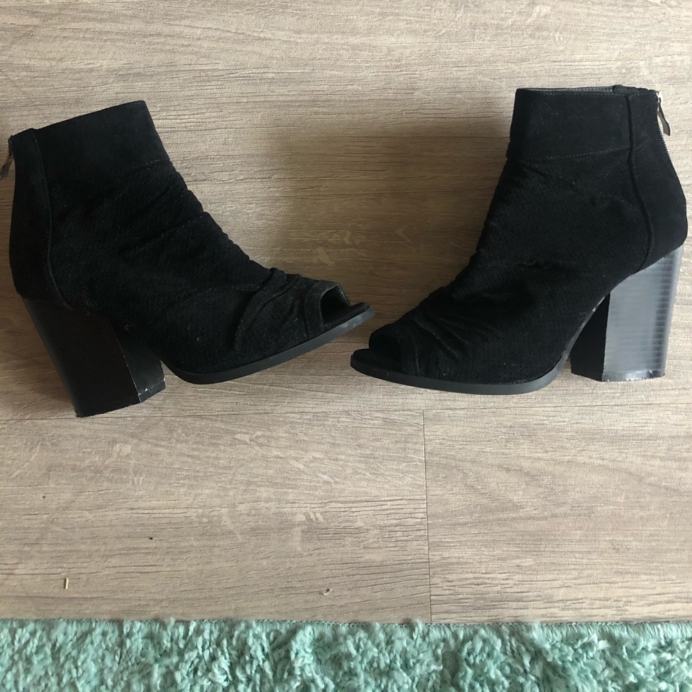 Black open toe booties